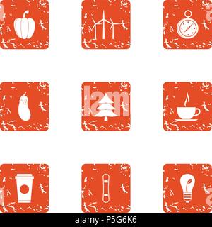 Softwood icons set, grunge style Stock Vector