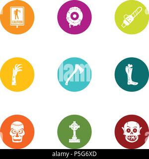 Burial icons set, flat style Stock Vector