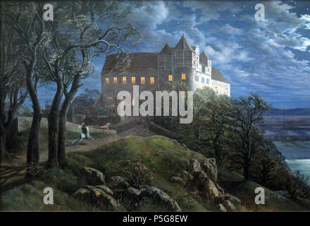 1827 Oehme Burg Scharfenberg bei Nacht anagoria.JPG Stock Photo