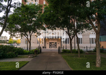 UTICA, NY, USA - JUNE 25, 2018: Entrance to the Double Tree Hilton Hotel Thru Genesee Street, Utica,NY, USA. JUNE 25, 2018. Stock Photo