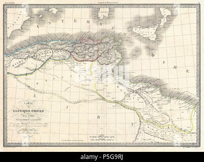 1829 Lapie Historical Map of the Barbary Coast in Ancient Roman Times - Geographicus - AfriquePropre-lapie-1843. Stock Photo