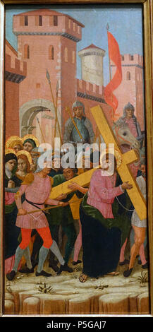 N/A. English: Exhibit in the Blanton Museum of Art - Austin, Texas, USA. This work is old enough so that it is in the . 15 November 2015, 15:29:21. Daderot 343 Christ on the Road to Calvary, attributed to Giovanni Ambrogio Bevilacqua, Milan, c. 1500, tempera on wood panel - Blanton Museum of Art - Austin, Texas - DSC07708 Stock Photo