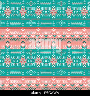 retro colors tribal vector seamless navajo pattern. aztec abstract geometric art print. Stock Vector