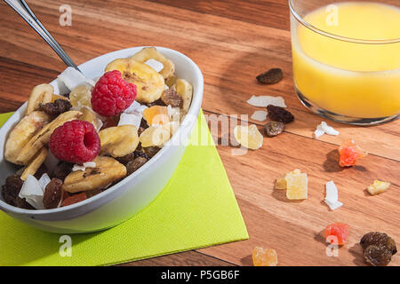 Dehydrated fruits with raspberries Stock Photo