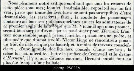 N/A. Conclusion of an article in Le Feuilleton des journaux politiques . 7 April 1830.   Honoré de Balzac  (1799–1850)       Alternative names Balzac; Honore de Balzac  Description French novelist and literary critic  Date of birth/death 20 May 1799 18 August 1850  Location of birth/death Tours Paris  Authority control  : Q9711 VIAF: 29529595 ISNI: 0000 0001 2347 8072 ULAN: 500277159 LCCN: n79071094 NLA: 35012972 WorldCat 166 Balzac Hernani Stock Photo