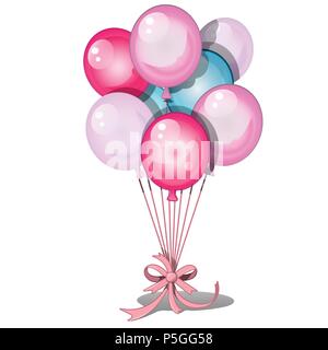 Set of colorful balloons isolated on white background. Sketch for greeting cards, festive posters or party invitations. Vector cartoon close-up illustration. Stock Vector