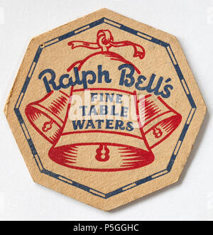 Vintage Pub Beer Mat Advertising Ralph Bells Fine Table Waters Stock Photo