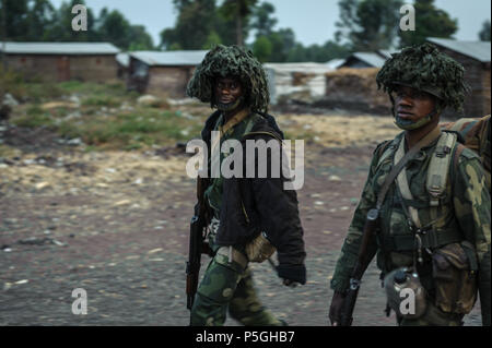 DRC national army soldiers near Goma, North Kivu Stock Photo