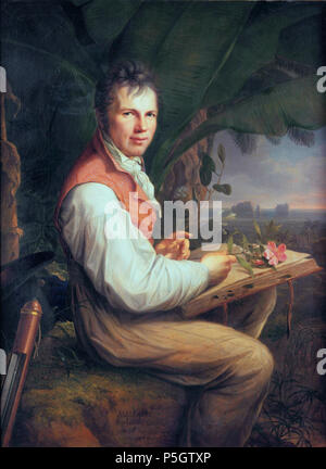 N/A. English: Alexander von Humboldt oil on canvas 126 x 92,5 cm inscribed b.c: ALEXANDER. / Von HUMBOLDT. / gemalt von F. Weitsch / 1806.  . 1806.   Friedrich Georg Weitsch  (1758–1828)    Description German painter and engraver  Date of birth/death 8 August 1758 30 May 1828  Location of birth/death Brunswick Berlin  Work location Berlin, Brunswick  Authority control  : Q323498 VIAF:64818540 ISNI:0000 0000 6663 6002 ULAN:500009312 LCCN:nr2005021718 GND:119489694 WorldCat 82 Alexander von Humboldt, by Friedrich Georg Weitsch Stock Photo