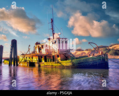 Sunken ship 'the Mary D. Hume'. Gold Beach, Oregon. Stock Photo