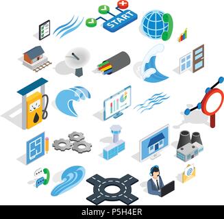 Electric light icons set, isometric style Stock Vector