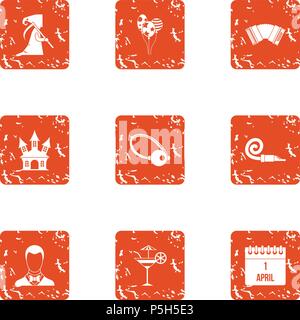 Destiny icons set, grunge style Stock Vector