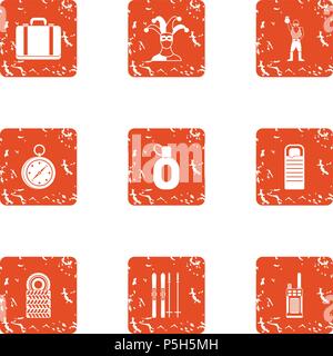 Clownery icons set, grunge style Stock Vector