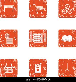 Technical store icons set, grunge style Stock Vector
