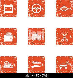 Anticreeping icons set, grunge style Stock Vector