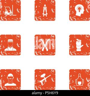 Army medicine icons set, grunge style Stock Vector