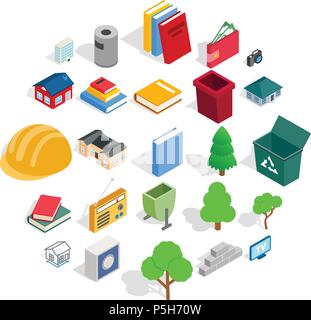 Subdual icons set, isometric style Stock Vector
