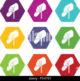 Open house postbox icons set 9 vector Stock Vector