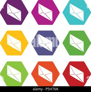 Postal letter icons set 9 vector Stock Vector