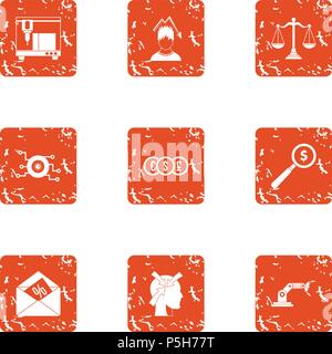 Percentage icons set, grunge style Stock Vector