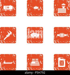 Fix prey icons set, grunge style Stock Vector