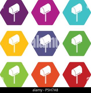 House postbox icons set 9 vector Stock Vector