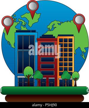 gps navigation world hotel pointers map travel vector illustration ...