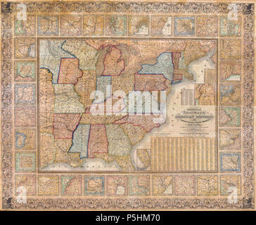 1845 Mitchell Wall Map of the United States (partial Republic of Texas) - Geographicus - USAwall-mitchell-1844. Stock Photo