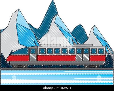 electric fast train with landscape snowly vector illustration design Stock Vector