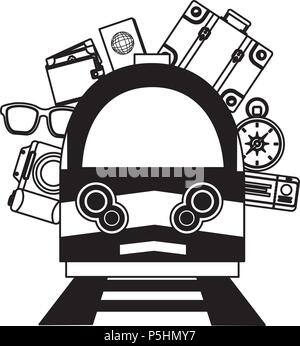 electric fast train with travel icons vector illustration design Stock Vector