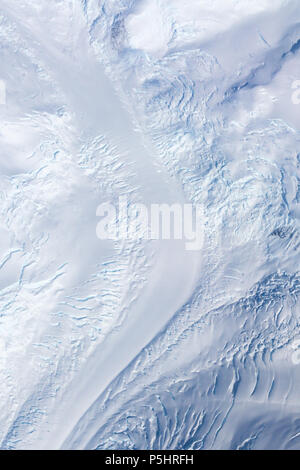 Aerial view of a valley glacier, Antarctica Stock Photo