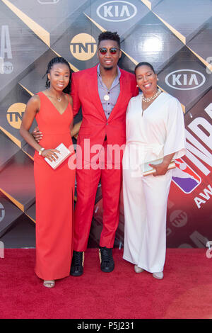 Santa Monica, USA. 25th Jun, 2018. Donovan Mitchell attends 2018 NBA Awards Show from Barker Hanger, Santa Monica, California on June 25, 2018 Credit: Eugene Powers/Alamy Live News Stock Photo