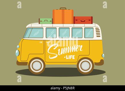 Vector illustration of a retro bus Stock Vector