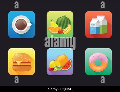 Fruits Flat Icon Stock Vector