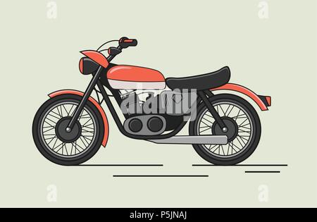 Vintage Vector Motorcycle Flat Illustration Stock Vector