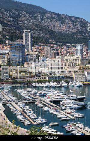 View of La Condamine ward and Port Hercules in Monaco. Port Hercules is the only deep-water port in Monaco Stock Photo