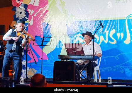 The annual International Klezmer Festival in Tzfat (Safed). Tunes and Dances. Play musician, play! Stock Photo