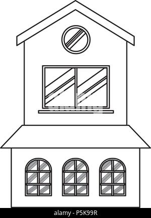 Two Floors House Icon over white background, vector illustration Stock Vector