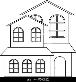 Two Floors House Icon over white background, vector illustration Stock Vector