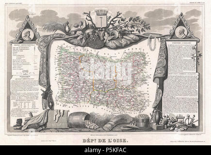 1852 Levasseur Map of the Department De L'Oise, France - Geographicus - Oise-levasseur-1852. Stock Photo