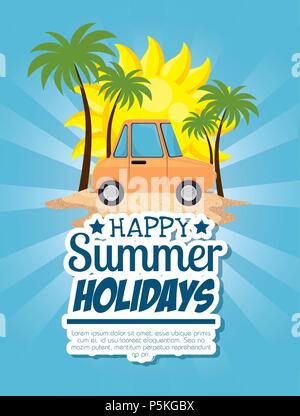 beach with summer holidays icons Stock Vector