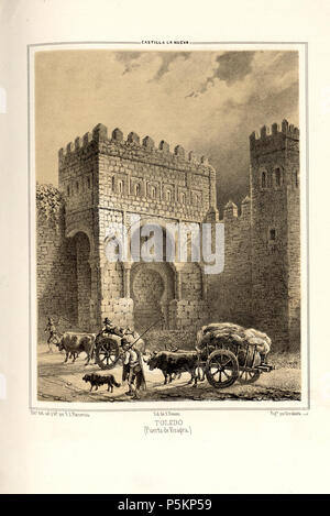1853, Recuerdos y bellezas de España, Castilla la Nueva, tomo I, Toledo, Puerta de Visagra. Stock Photo