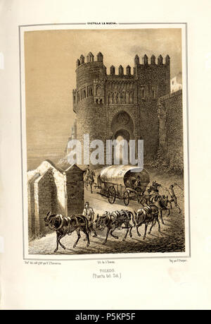1853, Recuerdos y bellezas de España, Castilla la Nueva, tomo I, Toledo, Puerta del Sol. Stock Photo