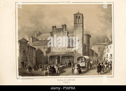 1853, Recuerdos y bellezas de España, Castilla la Nueva, tomo II, Iglesia de Santiago, Toledo. Stock Photo