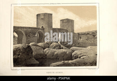 1853, Recuerdos y bellezas de España, Castilla la Nueva, tomo II, Puente del Arzobispo. Stock Photo