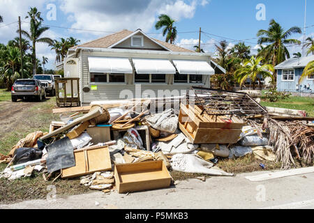 Everglades City Florida,after Hurricane Irma,houses homes residence,storm disaster recovery cleanup,surge flood damage destruction aftermath,trash,deb Stock Photo