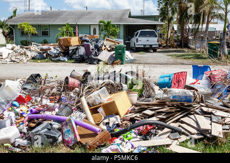 Everglades City Florida,after Hurricane Irma,houses homes residence,storm disaster recovery cleanup,surge flood damage destruction aftermath,trash,deb Stock Photo