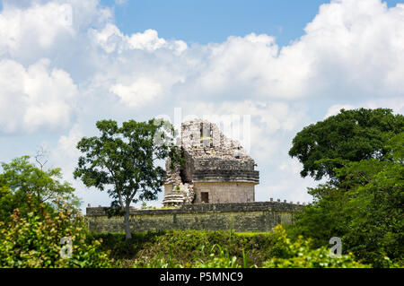 Ruins of antique sity Observatory El Caracol Chichen Itza Mexico. Stock Photo
