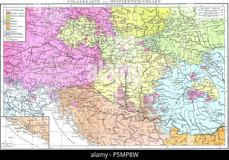 N/A. Ethnographic map of Austria-Hungary (census 1890). See also the German version. 1895.   Richard Andree  (1835–1912)      Description German geographer and ethnographer  Date of birth/death 26 February 1835 22 February 1912  Location of birth/death Brunswick Munich  Work location Leipzig; Heidelberg; Munich  Authority control  : Q64302 VIAF:32297669 ISNI:0000 0001 1051 7378 LCCN:n95109031 NLA:35927054 Open Library:OL1156564A WorldCat 153 Austria-Hungary (ethnic) Stock Photo