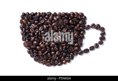 Coffee cup made from beans. Isolated on white background. Stock Photo